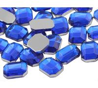 Allstarco 8 x 6 mm blu zaffiro H104 posteriore piatto ottagonale pietre preziose in acrilico di alta qualità Pro grade - 100 pezzi