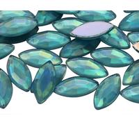 Allstarco Aqua Lite AB Navette con retro piatto, strass acrilici, 15 x 7 mm, per lavori di bricolage, costume da occhio di cavallo, creazione di biglietti, gioielli, gioielli per cosplay, 40 pezzi