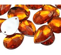 Allstarco CH08 - Perline a goccia in giacinto arancione, 18 x 13 mm, retro piatto, da cucire, in plastica, strass acrilici con fori per cucire, abbellimenti di abbigliamento, costumi e cosplay, 50