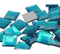 Allstarco KraftGenius 12mm Flat Back Square Acrylic Rhinestones for Jewelry Making And Garment Costume Cosplay Embelishments - 40 Pieces (Blue Zircon .BZ)