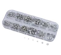 Allstarco Over 2100 Pieces Crystal Clear Flat Back Glass Rhinestones Crystals for Nail Art Kit 6 Sizes (1.4mm - 4.8mm)