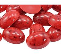 Allstarco Perline cabochon ovali in marmo acrilico con retro piatto, strass in plastica, gemme per gioielli, artigianato, costumi, inviti, cosplay (corallo rosso H615, 25 x 18 mm, 24 pezzi)