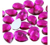 Allstarco Strass a forma di goccia in acrilico con retro piatto, 18 x 13 mm, rosa fucsia, H108, per la creazione di gioielli, costumi, cosplay, biglietti, decorazioni artigianali, 30 pezzi