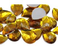 Allstarco Strass a goccia in plastica con retro piatto, 25 x 18 mm, per la creazione di gioielli, costumi, cosplay, biglietti, decorazioni, artigianato, 20 pezzi (topazio oro H107)