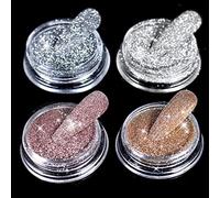 Allstarry Diamond Nail Glitter 4 Colors Sparkling Korea Reflective Diamond Glitter Dust Shiny Powder Pigment Nail Supplies for Nail Art Gel Polish Disco Party Nightclub Wedding Crafts