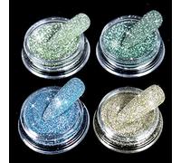 Allstarry Diamond Nail Glitter 4 Colors Sparkling Korea Reflective Glitter Diamond Dust Fine Powder Shiny Pigment Craft Sequins Nail Supplies for Nail Art Gel Polish Crafts Party Nightclub Wedding