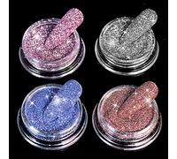 Allstarry Diamond Nail Glitter 4 Colors Sparkling Korea Reflective Glitter Diamond Dust Shiny Powder Pigment Craft Sequins Nail Supplies for Nail Art Gel Polish Crafts Disco Party Nightclub Wedding