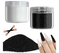 Allstarry - Polvere olografica per unghie in 2 colori, colore bianco, nero, effetto zucchero, glitterato, per decorazioni fai da te per manicure, fai da te