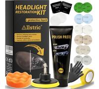 Allstric® Kit Lucidatura Fari Auto con Polimero Liquido e Trasparente per Fari Auto | Lucida Fari Auto Opachi Professionale | Rinnova Fari Auto per Maggiore visibilità e Sicurezza