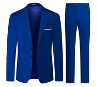 Allthemen Abiti da Uomo 2 Pezzi Abito da Sposa Regular Fit Abito da Lavoro a Due Bottoni Blazer Pantaloni Zaffiro L