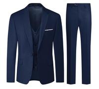 Allthemen Abiti da Uomo 3 Pezzi Regular Fit Abito da Cerimonia Formale Abito da Lavoro con Un Bottone Blu 1 L