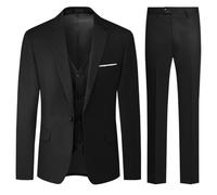 Allthemen Abiti da Uomo 3 Pezzi Regular Fit Abito da Cerimonia Formale Abito da Lavoro con Un Bottone Nero L