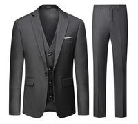 Allthemen Abiti da Uomo 3 Pezzi Regular Fit Abito da Cerimonia Formale Abito da Lavoro con Un Bottone Grigio Scuro L