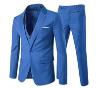 Allthemen Abito da Uomo 3 Pezzi Completo da Sposa Slim Fit Giacca a Un Bottone Formale Blazer Pantaloni Gilet Blu Chiaro XXL