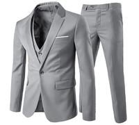 Allthemen Abito da Uomo 3 Pezzi Completo da Sposa Slim Fit Suit a Un Bottone Formale Giacche Pantaloni Gilet Grigio Chiaro 3XL