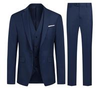 Allthemen Abito da Uomo 3 Pezzi Slim Fit Completo Formale da Matrimonio Un Bottone Giacca Gilet Pantaloni Blu Navy S