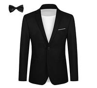 Allthemen Abito da Uomo in 2 Pezzi in Tinta Unita con Un Bottone Blazer + Cravatta Giacca Formale da Lavoro per Matrimonio Nero XL