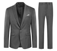 Allthemen Abito da Uomo in 2 Pezzi Tinta Unita con Un Bottone e Spacco sul Retro (Blazer + Pantaloni) Suit da Lavoro Business Grigio XS