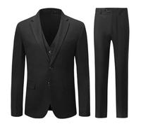 Allthemen Abito da Uomo in 3 Pezzi Slim Fit Completo da Sposa 2 Bottoni Blazer da Lavoro Gilet Pantaloni per La Festa Nero L