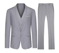 Allthemen Abito da Uomo Slim Fit in 3 Pezzi Completo da Uomo per Affari di Matrimonio Business Formale Suit 3 Pezzi Grigio Chiaro 3XL