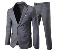 Allthemen Abito Uomo 2 Pezzi Slim Blazer Suits Pantaloni Classico Formale | Colletto a Revers,Non Necessita Di Stiratura,Elastico In Vita,2 bottoni,Tinta Unita,Elastico,Traspirante,Complete Matrimoni