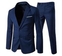 Allthemen Abito Uomo 2 Pezzi Slim Blazer Suits Pantaloni Classico Formale | Colletto a Revers,Non Necessita Di Stiratura,Elastico In Vita,2 bottoni,Tinta Unita,Elastico,Traspirante,Complete Matrimoni