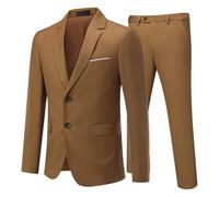 Allthemen Abito Uomo 2 Pezzi Slim Blazer Suits Pantaloni Classico Formale | Colletto a Revers,Non Necessita Di Stiratura,Elastico In Vita,2 bottoni,Tinta Unita,Elastico,Traspirante,Complete Matrimoni