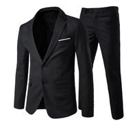 Allthemen Abito Uomo 2 Pezzi Slim Blazer Suits Pantaloni Classico Formale | Colletto a Revers,Non Necessita Di Stiratura,Elastico In Vita,2 bottoni,Tinta Unita,Elastico,Traspirante,Complete Matrimoni