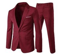 Allthemen Abito Uomo 2 Pezzi Slim Blazer Suits Pantaloni Classico Formale | Colletto a Revers,Non Necessita Di Stiratura,Elastico In Vita,2 bottoni,Tinta Unita,Elastico,Traspirante,Complete Matrimoni