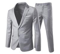 Allthemen Abito Uomo 2 Pezzi Slim Blazer Suits Pantaloni Classico Formale | Colletto a Revers,Non Necessita Di Stiratura,Elastico In Vita,2 bottoni,Tinta Unita,Elastico,Traspirante,Complete Matrimoni
