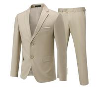 Allthemen Abito Uomo 2 Pezzi Slim Blazer Suits Pantaloni Classico Formale | Colletto a Revers,Non Necessita Di Stiratura,Elastico In Vita,2 bottoni,Tinta Unita,Elastico,Traspirante,Complete Matrimoni