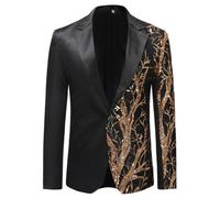 Allthemen Blazer da Uomo Casual Slim Fit Giacca con Stampa Floreale a Un Bottone per La Cena Blazer da Abito Formale da Lavoro Type 3 M