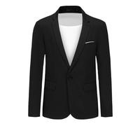 Allthemen Blazer da Uomo con Un Bottone in Tinta Unita Giacca da Abito Cotone Elastico Formale d'Affari da Cena Blazer Bussiness per Matrimonio Nero XXL