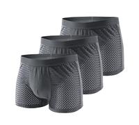 Allthemen Boxer Uomo Confezione 3 Pezzi Traspirante Mutande Basic Intimo Elasticizzati Intima Sportivi a Vita Media Grigio 3XL