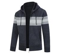 Allthemen Cardigan da Uomo con Cappuccio e Cerniera in Pile Sweater Casual a Manica Lunga Spesso per Autunno Inverno 8750# Grigio Scuro L