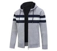 Allthemen Cardigan da Uomo con Cappuccio e Cerniera in Pile Sweater Casual a Manica Lunga Spesso per Autunno Inverno 8750# Grigio Chiaro L
