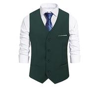 Allthemen Gilet da Uomo Slim Fit con Scollo a V Gilet senza Maniche per Matrimoni d'Affari Verde M