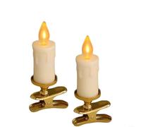 Allthingstore Candele per albero di Natale a clip, luci LED senza fiamma, realistiche, effetto fiamma 3D, funzionamento a batteria, decorazione per le vacanze, colore: nero dorato (oro)
