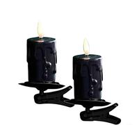 Allthingstore Candele per albero di Natale a clip, luci LED senza fiamma, realistiche, effetto fiamma 3D, sicure a batteria, decorazione per le vacanze, nero e oro (nero)