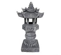 Allthingstore Lanterna a pagoda alimentata a energia solare, lampada decorativa da giardino asiatica, effetto pietra, impermeabile, per cortile e patio