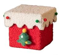 Allthingstore Scatole regalo di Natale con coperchio, scatola di lusso con nastro, 13,5 x 13,5 x 12,5 cm, per regali di Natale (scatola rossa bianca)
