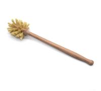 Allthingstore Scopino da bagno in legno, manico extra lungo in legno di faggio tedesco, setole di canapa resistenti, vassoio antigoccia in ceramica, biodegradabile