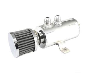 Allthingstore Separatore di olio dell'aria in lega di alluminio da 750 ml con raccordi AN10 per applicazioni di taniche di raccolta dell'olio nei motori automobilistici (argento)