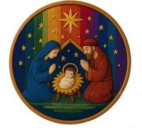 Allthingstore Set completo per ricamo presepe fai da te con panno prestampato e kit di filo per impegnarsi nella fede artigianale (A)