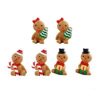 Allthingstore Set di 6 ornamenti natalizi in resina, a forma di omino di pan di zenzero, 3 stili per albero, mensola o decorazione regalo, decorazioni natalizie da 6 cm, in scatola