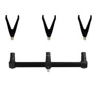 Allthingstore Staffa in alluminio per canna da pesca alla carpa, con traverse e buzz bar, rotazione bidirezionale per pesca in lago e costa (tre teste + 3 V)