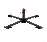Allthingstore Supporto pieghevole per albero di Natale, base in acciaio, per interni ed esterni, altezza fino a 3 m, montaggio senza attrezzi, supporto in metallo antiruggine, colore nero, 34 x 13 x