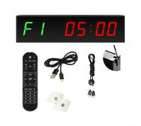 Allthingstore Timer digitale da parete per palestra, boxe, MMA, orologio a 6 LED con conto alla rovescia a intervalli con ampio display da 1,5", cassa in lega di alluminio, alimentazione di tipo C per