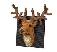 alltogetho Kit di costruzione 3D da parete a forma di testa di cervo/alce - oltre 1500 micro mini blocchi, scultura di cervo in stile nordico, decorazione con cornice di animali del bosco