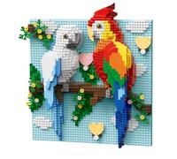 alltogetho Kit di costruzione 3D da parete con coppia di pappagalli, oltre 1600 micro mini blocchi, pittura a mosaico, matrimonio unico, decorazione romantica per la scrivania della casa, per adulti